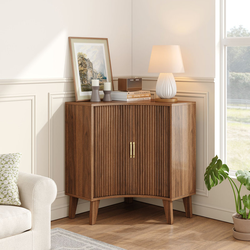 George Oliver Sliding 2 - Door Corner Accent Cabinet & Reviews